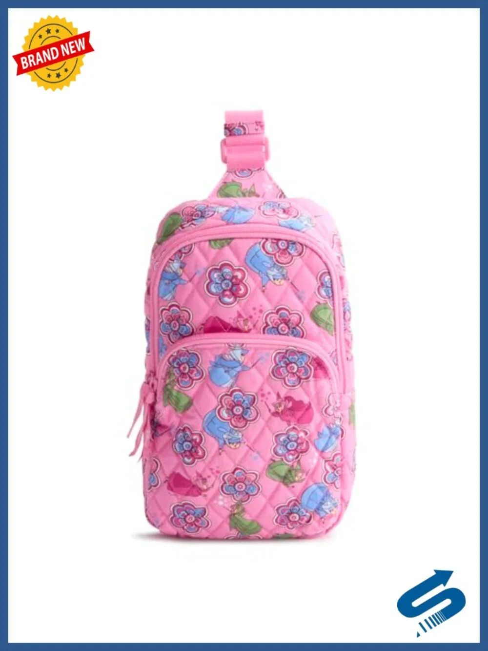 Quilted Cotton Sling Backpack Crossbody Purse Travel Adjustable Strap